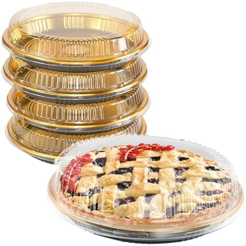 Tamnjvrr 5 Pcs Disposable Pie Carrier with Clear Lid Round Cake Cupcake Container for Pies Cake Slice Candy Pizza Salads Meal Prep (11 Inch) Cover