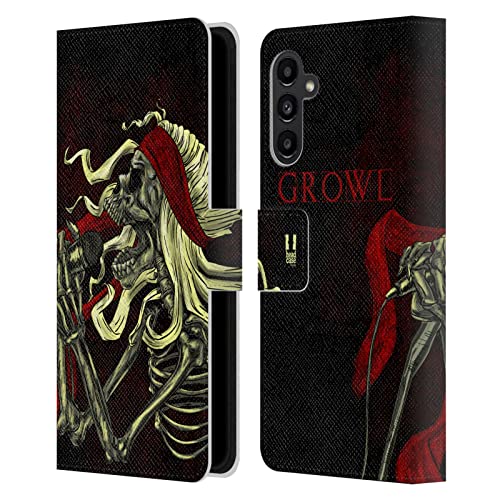 Carcasa de cuero Samsung A13 5G Head Case Designs Gruñir Calavera