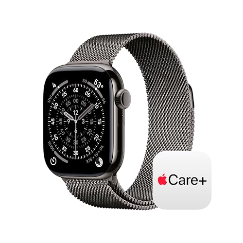 Image of Apple Watch Series 11 [GPS + Cellular 42mm] Smartwatch with Slate Titanium Case with Slate Milanese Loop. Sleep Score, Fitness Tracker, Health Monitoring with AppleCare+ (2 Years)
