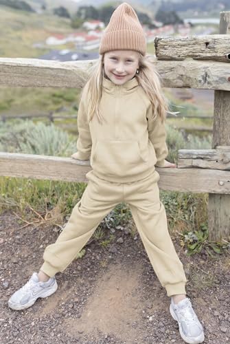 Image of Arshiner Girls 2 Piece Outfits Sweatsuit Half Zip Sweatshirt and Sweatpants | Fall Winter, Drop Shoulder Long Sleeve, Thumbhole Hoodies, with Sweatpant, Jogger Set, Sweat Set, Tracksuits with Pockets