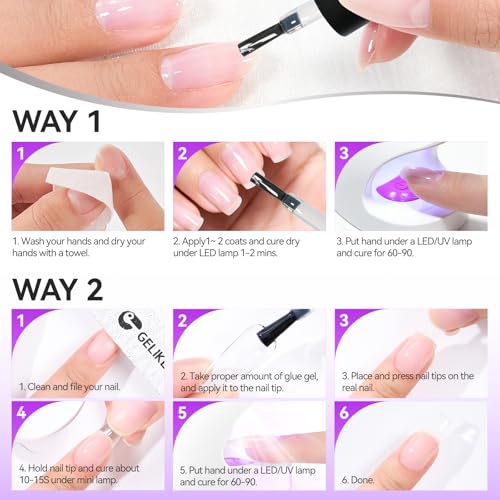 Gelike ec UV Nagelkleber und Nagelhärter für Nagelbegeisterte: 6-in-Nägel kleber zum Stärken und Reparieren der Nägel - Künstliche Nägel anbringen Press ons Nagelspitzen - Zuhause selbst machen