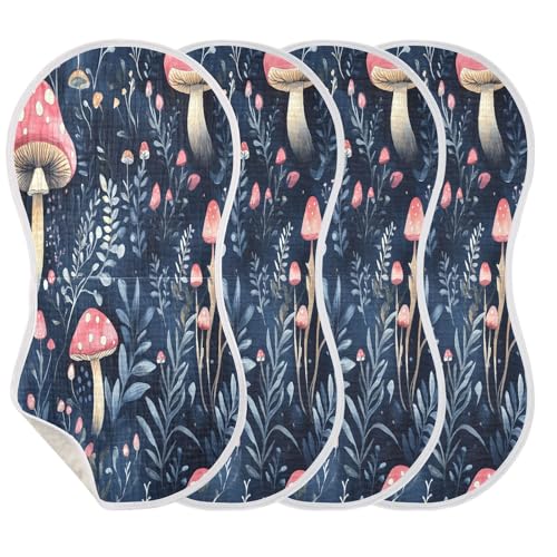 Mushroom Burp Cloths Cotton Baby Washcloths,Large 22x11in Burping Cloth Absorbent and Soft for Newborn Baby Boys and Girls,2 Pack3