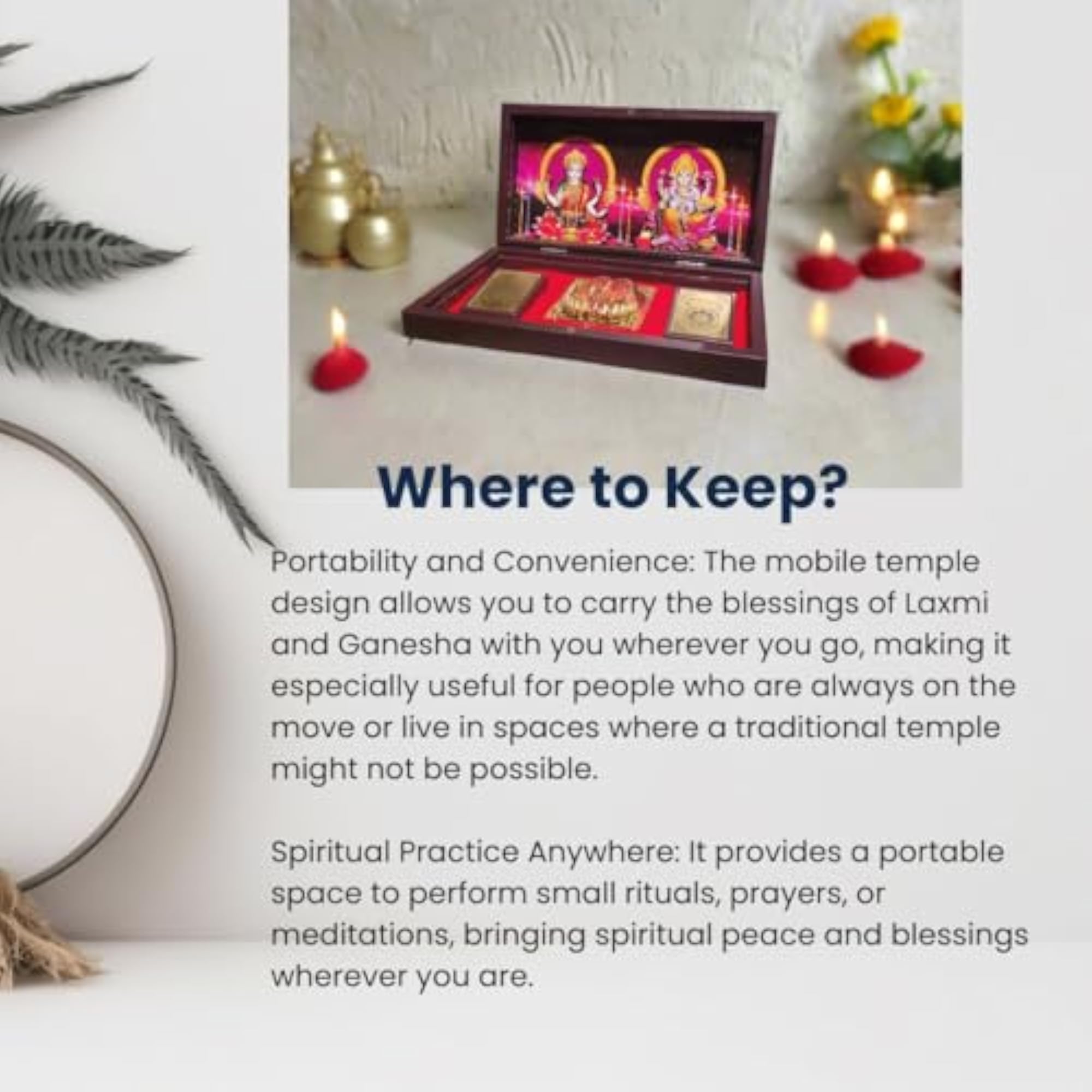 Gold-Plated Pooja Mandir for Wealth & Prosperity, Compact Size