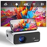 2025 Upgraded Smart Mini Projector - Auto Keystone, Electric Focus, 4K Video Supported, WiFi 6, Bluetooth 5.2, Android 11 TV, Phone Control - Visulapex Portable Home Cinema for Indoor & Outdoor