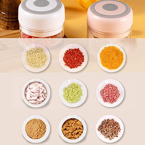 Electric Mini Garlic Chopper, Portable Cordless Mini Food Processor, USB Charging Mini Food Chopper with Brush,for Nuts Chili Onion Minced Meat and Spices(250ml+100ml) 7 518sLL2a+gS. AC