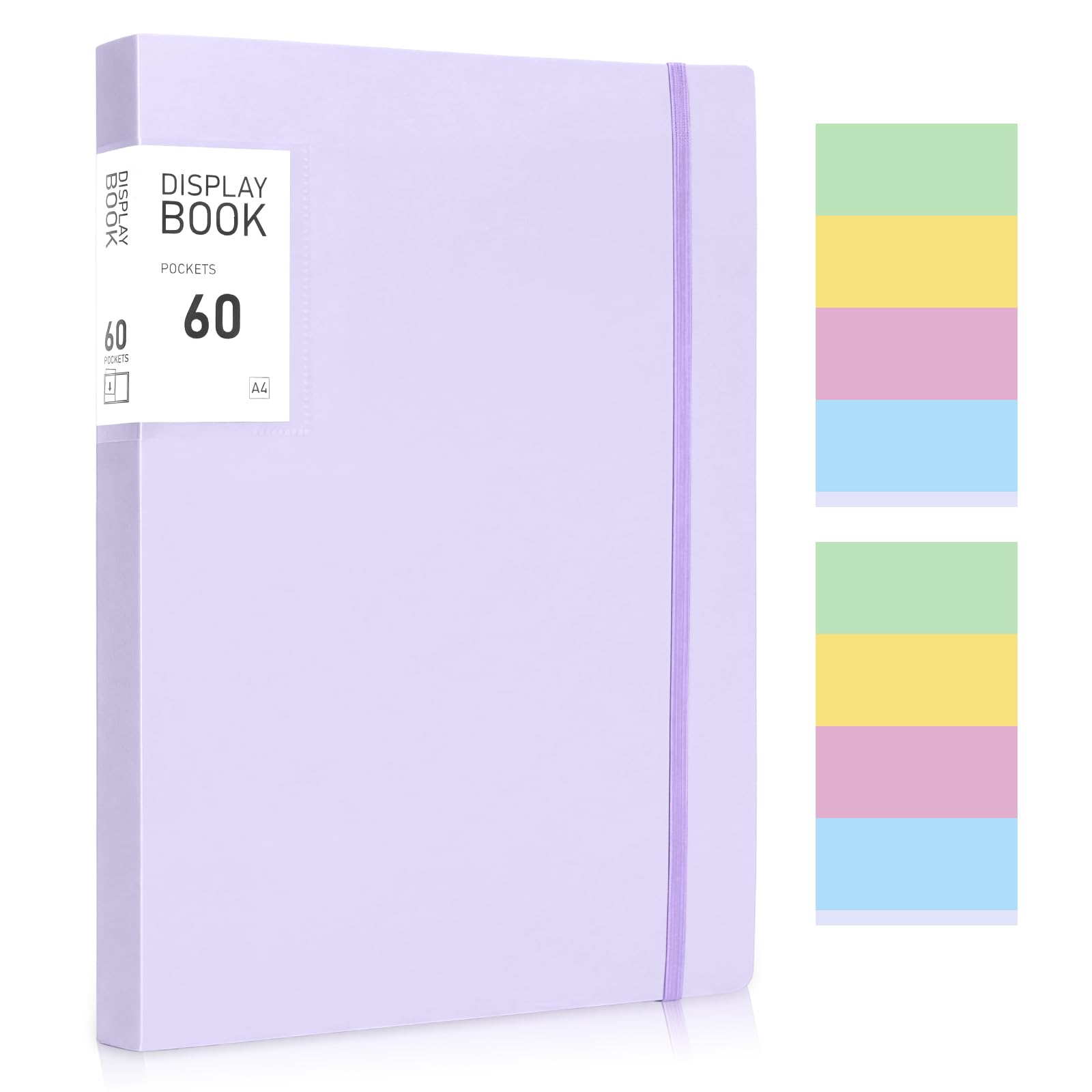 A4 Display Folders, 60 Pockets A4 Display Book Folder with Stickers, Plastic Sleeves and Pockets Presentation Folders Document Project Folder for School and Offices