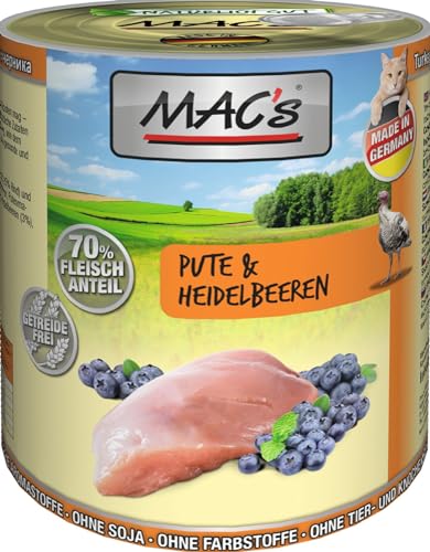 Produktbild von MAC's Cat Nassfutter Pute, Rind & Heidelbeeren - 6 x 800 g