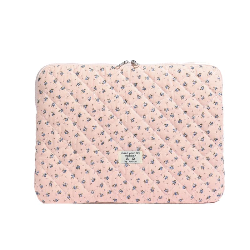 Funda Floral Acolchada Para Laptop de 13 Pulgadas Rosa miniatura 1