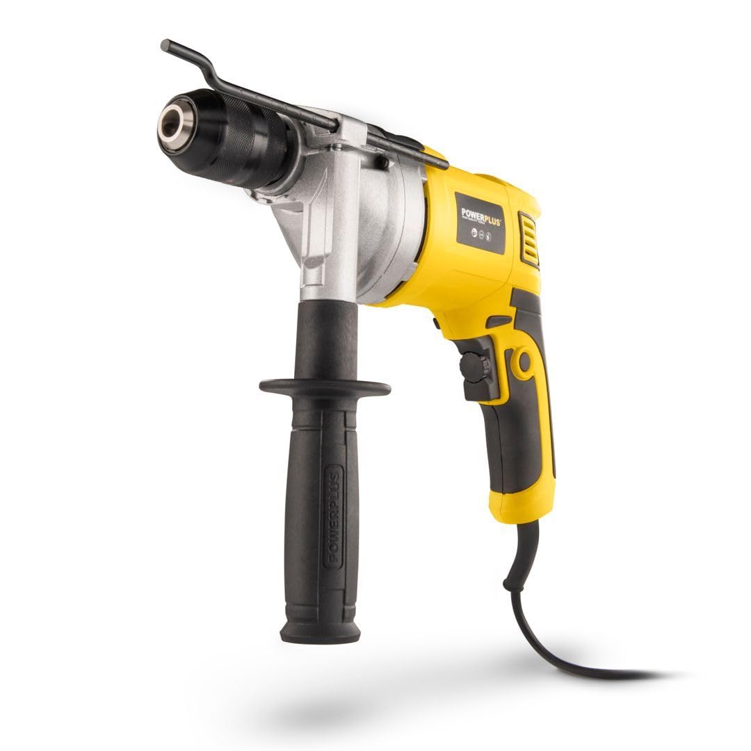 Powerplus Trapano a percussione elettrico POWX0270-2 in 1: foratura e foratura a percussione, trapano cablato da 850 W e 26 Nm, Avvito a sinistra e a destra