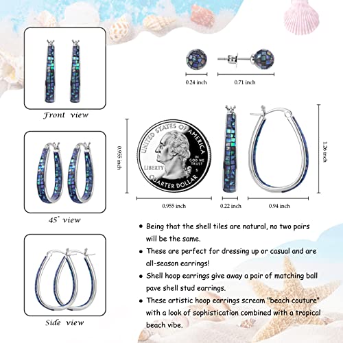 Muyuu Rhodium Plated Oval Inside Out Abalone Shell Hoop Earrings For Women Fashion Jewelry Gift #TOP3