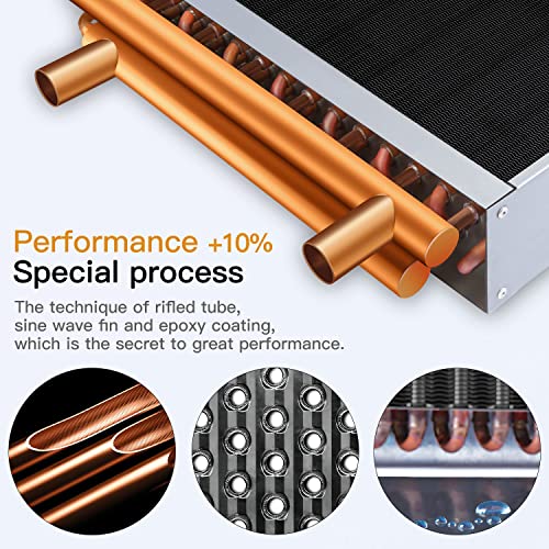 12x12 Water to Air Heat Exchanger with 1“ Copper Ports Hot Water Coil for Forced Air Heating, Outdoor Wood Furnaces, Residential Heating and Cooling, Alecoil Heat Exchanger