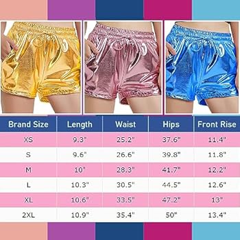 Perfashion Metallic-Shorts für Damen, Sommer, glitzernd, heißes Outfit, glänzende kurze Hose, Flagge, X-Klein