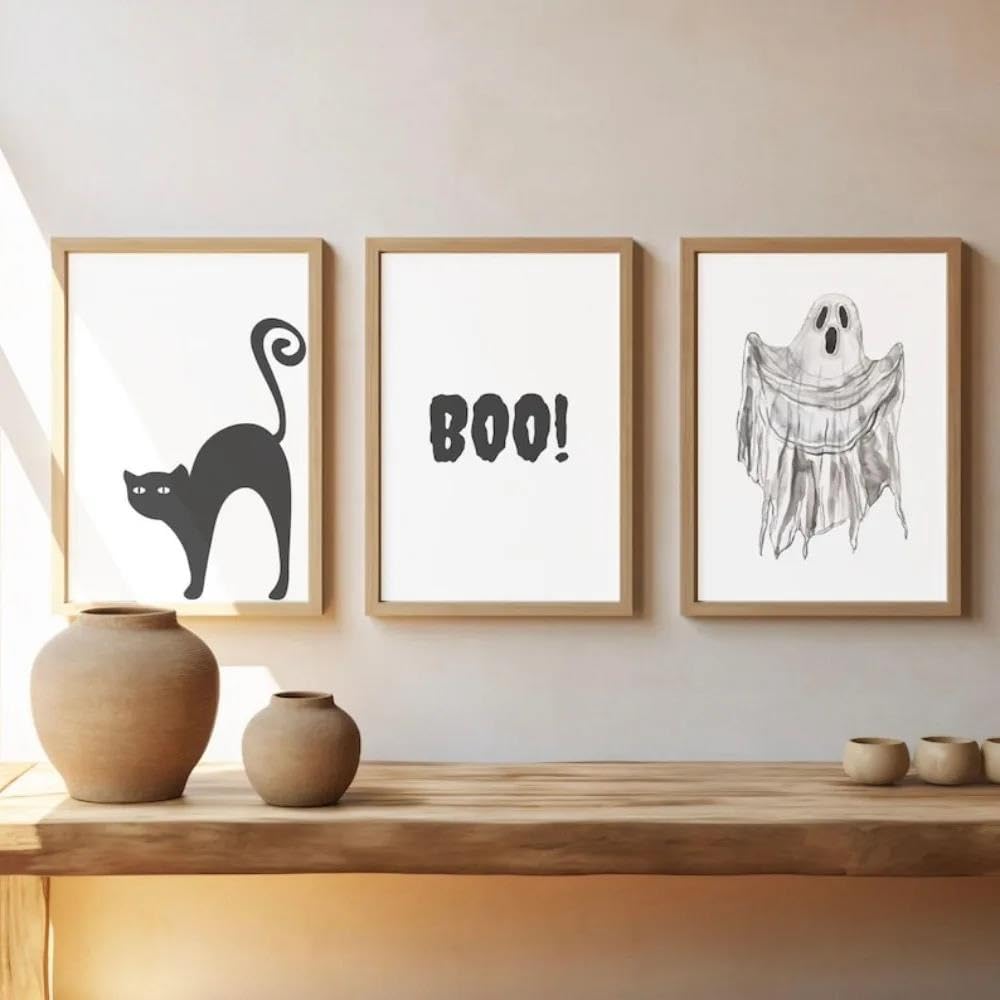BYAMBD Aesthetic Pictures Frameless Ghost Pumpkin Posters Printing Wall Art Room Canvas Painting Party Decor(D,30x40cm)