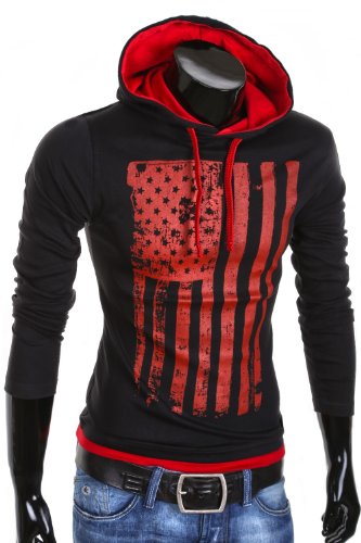 MT Styles R-537 - Felpa con Cappuccio - Nero/Rosso...