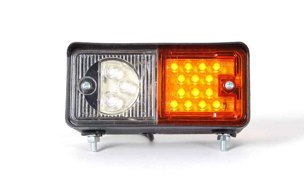 2x LED Positionsleuchte mit Blinker 12V/24V für Traktor Schlepper Gabelstapler Baumaschinen Bagger Schneepflug – rechts & links, IP66/68, E20, robustes Fahrzeuglicht
