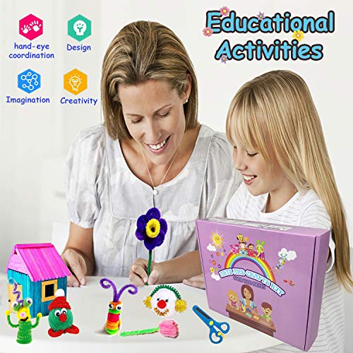 VLUSSO DIY Kids Crafts Supplies Kit - All in One Crafting Collage Activity with Pipe Cleaner Material Set for Girls Gifts Toys Arts and Crafts for Kids Ages 4 5 6 7 8 9 Year Old (Over 1200 PCS) - Thumbnail 4