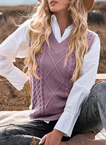 Image of EVALESS Oversized Sweater Vest for Women V Neck Sleeveless Solid Color Loose Pullover Sweater