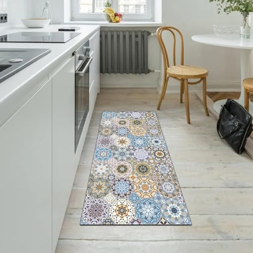Alfombra multicolor pasillo bohemia de 80x120 cm lavable 5