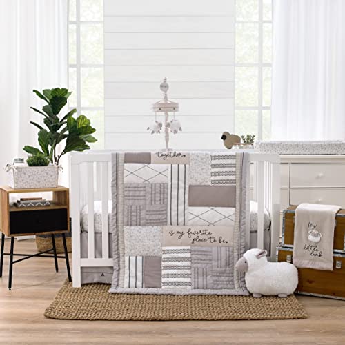 Image of NoJo Together is Better White, Gray, and Taupe Mama and Baby Lamb Milestone Blanket