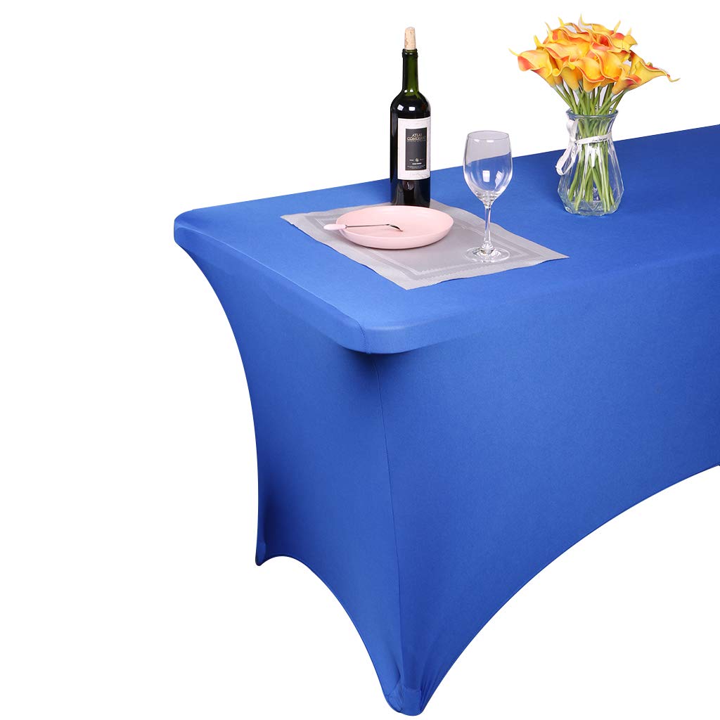 6FT Rectangular Spandex Tablecloth Four-Way Tight Fitted Stretch Table Cover Polyester Table Cloth for Outdoor Part...
