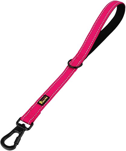 Miniatura 29 de PLUTUS PET Correa corta de 10 pulgadas para perros grandes con clip de mosquetón de bloqueo y asa acolchada (10 pulgadas, rosa) Beige,Negro