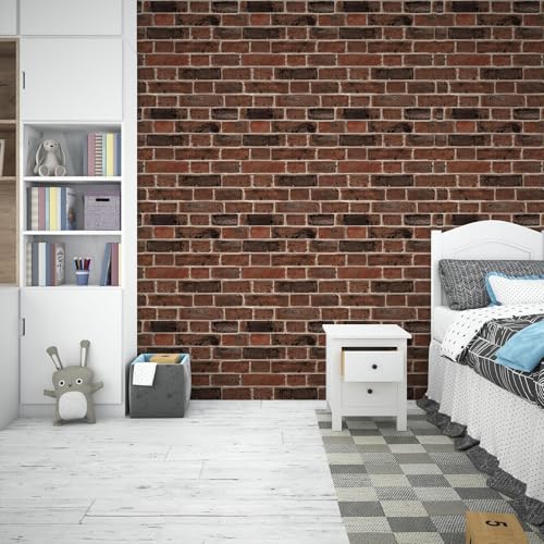 Oxdigi Brick Peel & Stick Wallpaper - Red Brick, 17.7x118in, 3D Vintage Effect, Self-Adhesive Removable - Thumbnail 7