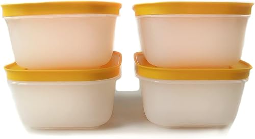 Tupperware Freezer Mates Small Low 15.2 fl oz blanco naranja (4)