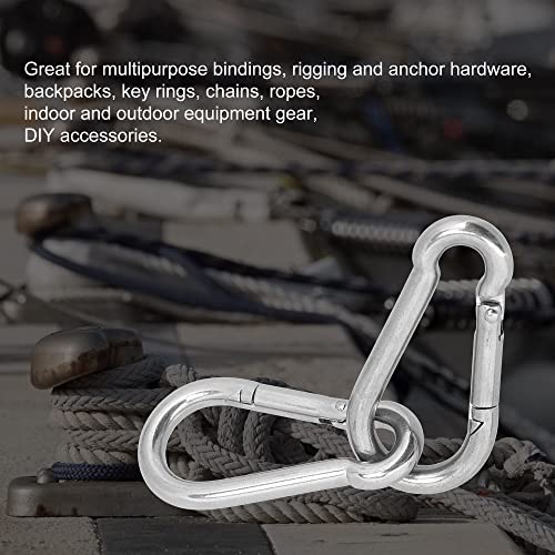 Cnbtr 2 Pcs 304 Stainless Steel Spring Snap Hook M8 3.18 Inch Heavy Duty For Keys Swing Set Camping Fishing Hiking Traveling #TOP4