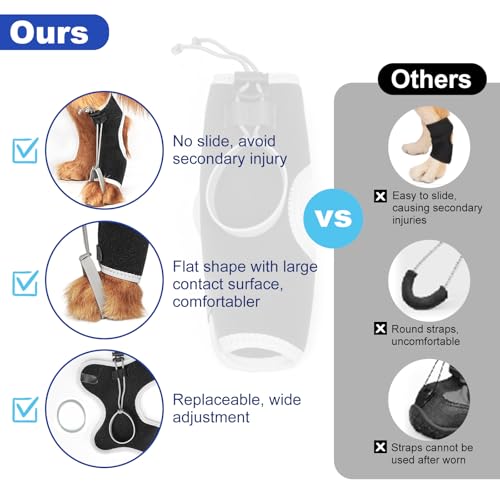 Image of Dog Knuckling Braces Wrap for Hyperflexion of Phalanges Cause by Sciatic Nerve Damage, Carpal Flexural Deformity - Dual Locking Straps for Safe Adjustable Toe Lift Support (Black, Small)