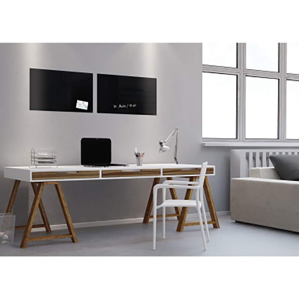 SIGEL GL120 Premium Glas-Magnettafel 60 x 40 cm schwarz hochglänzend, SGS geprüft, einfache Montage, incl. 3 starke Magnete, für Büro & Küche, Artverum