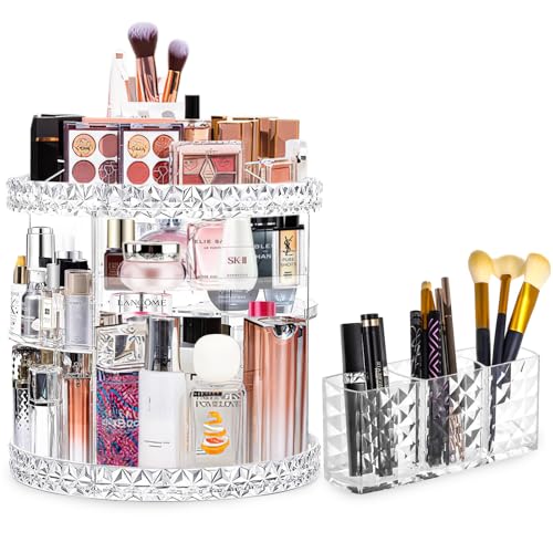 La Mejor Selección de Organizadores de cosméticos disponible en línea. 45 Organizador de Maquillaje, 360 Grados de Organizador de Cosméticos de Tocador Vitrinas Cosméticas transparente, Organizador de Maquillaje Caja ajustable, para Skincare,...