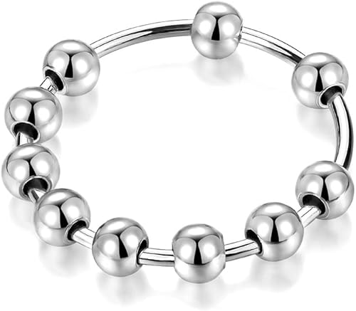 Fidget Anxiety Rings 14K Gold Plated Stainless Steel Stress Relief Rings Spinner Rings for Anxiety Size 6-10 Stress Rings for Anxiety