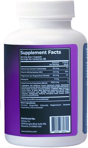 Miniatura 8 de SEHATU Suplemento Sleep Plus  con melatonina, GABA, Ashwagandha, 5-HTP  para hombres y mujeres que buscan un horario de sueño saludable y un estado