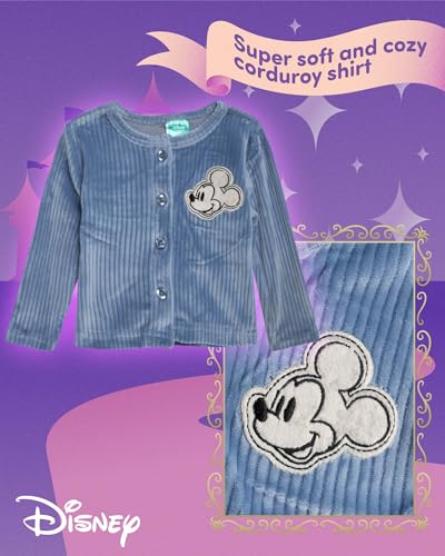 Disney Mickey Mouse Baby Boy Going Home Outfit Set - 5 Piece Onesie, Corduroy Shirt, Pants, Beanie Hat, and Socks (0-9M)3