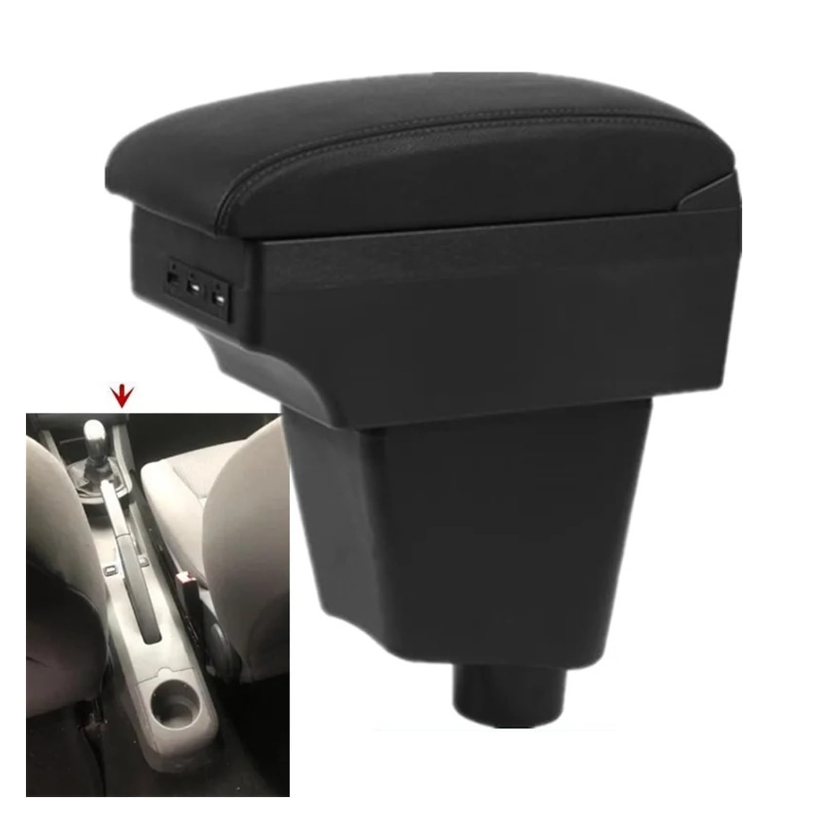 para Seat para Ibiza III 6j 6L 2001-2003 2004 2005 2006 2007 2008 Caja Almacenamiento Reposabrazos Coche Accesorios Actualización Dedicados Reposabrazos Central(A 1 Red Line No USB)