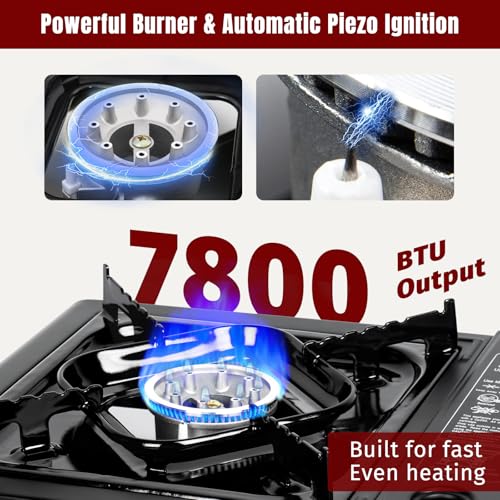 SHINESTAR Butane Camping Stove with Carrying Case, Portable Stove for Camping, Hiking, Emergencies, Tailgating Essentials, 7800 BTUs Output - Thumbnail 4