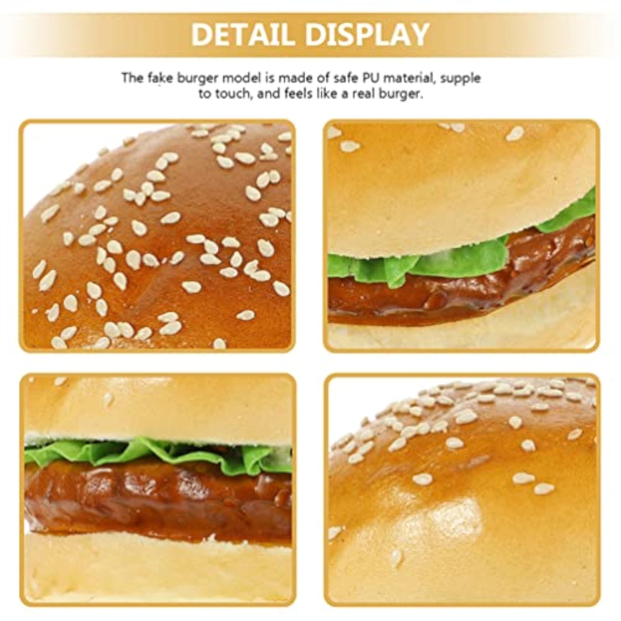 2pcs Fake Burger Artificial Hamburger for Kitchen Display