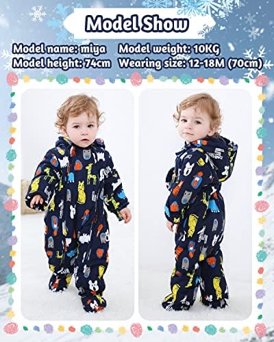 Baby Snowsuit, Toddler Hooded Down Jumpsuit, Infant Thick Romper Footie Outwear, Winter Coat Zipper Outfits Wear Girls Boys 5 518sPd+0oLL. AC