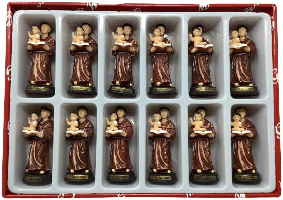 Juego de 12 piezas de mini figuras religiosas de San Antonio de Padua de 3 pulgadas