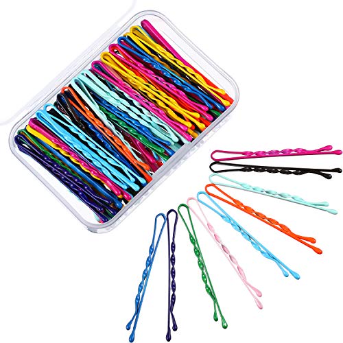 Bememo 100 Pieces Bobby Hair Pins Hair Styling Clips with 1 Storage Box for Girl and Women, 10 Colors (Style Set 2)