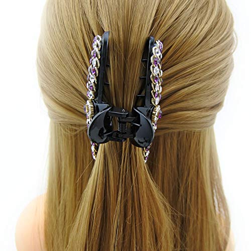 Pince à cheveux queue de cheval violette D107 pour femmes - 6