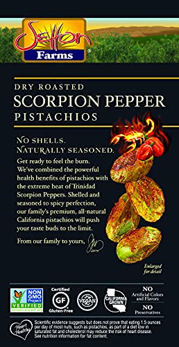 Image of Setton Farms Pistachios, Scorpion Pepper Extreme Flavor, Naturally Seasoned, Dry Roasted No Shell, Non-GMO Project Verified, Gluten Free, Vegan, Kosher, 5 Oz (Pack of 2)