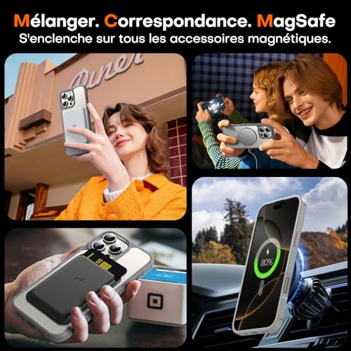 Coque iPhone 16 Pro Max MagSafe TAURI grise fine anti-choc écran inclus - 6