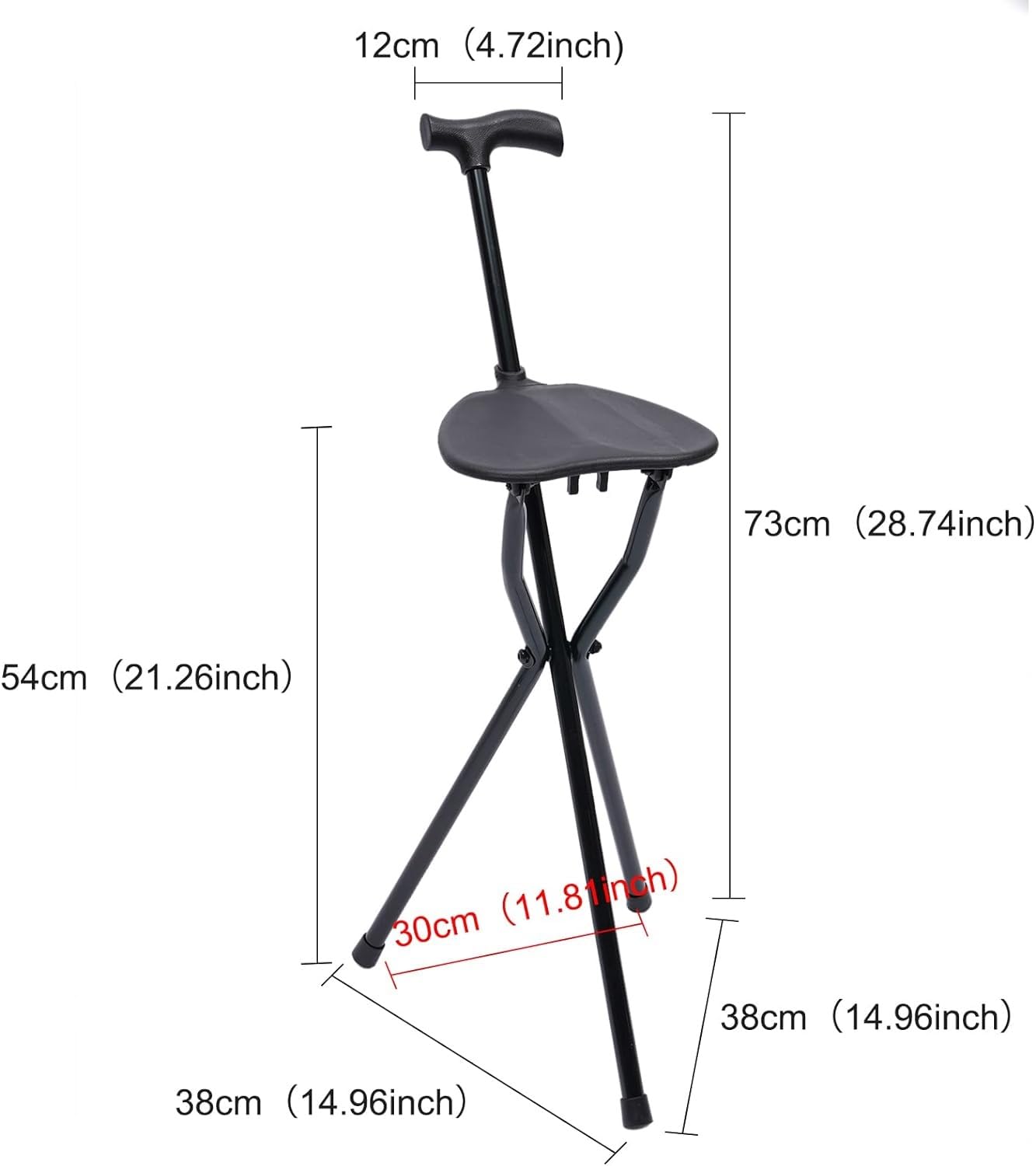 Bastones para Mayores con Silla Bastón Ortopédico Bastón para Trípode Combo De Silla De Bastón Mango Ergonómico Ayuda para Caminar Adecuado para La Pesca El Senderismo