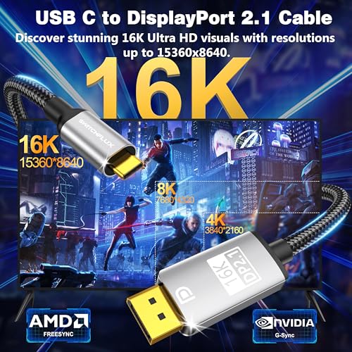 Câble USB C vers DisplayPort 2.1 16K fluide pour iPhone 16 Pro et MacBook - 2
