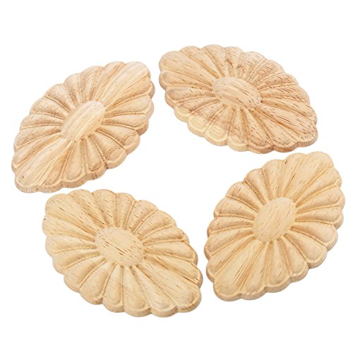 4pcs 8# Holz Skulptur quadratische Corner Flourish Blumen Muster Onlay Unpainted Tür Europäischer Stil