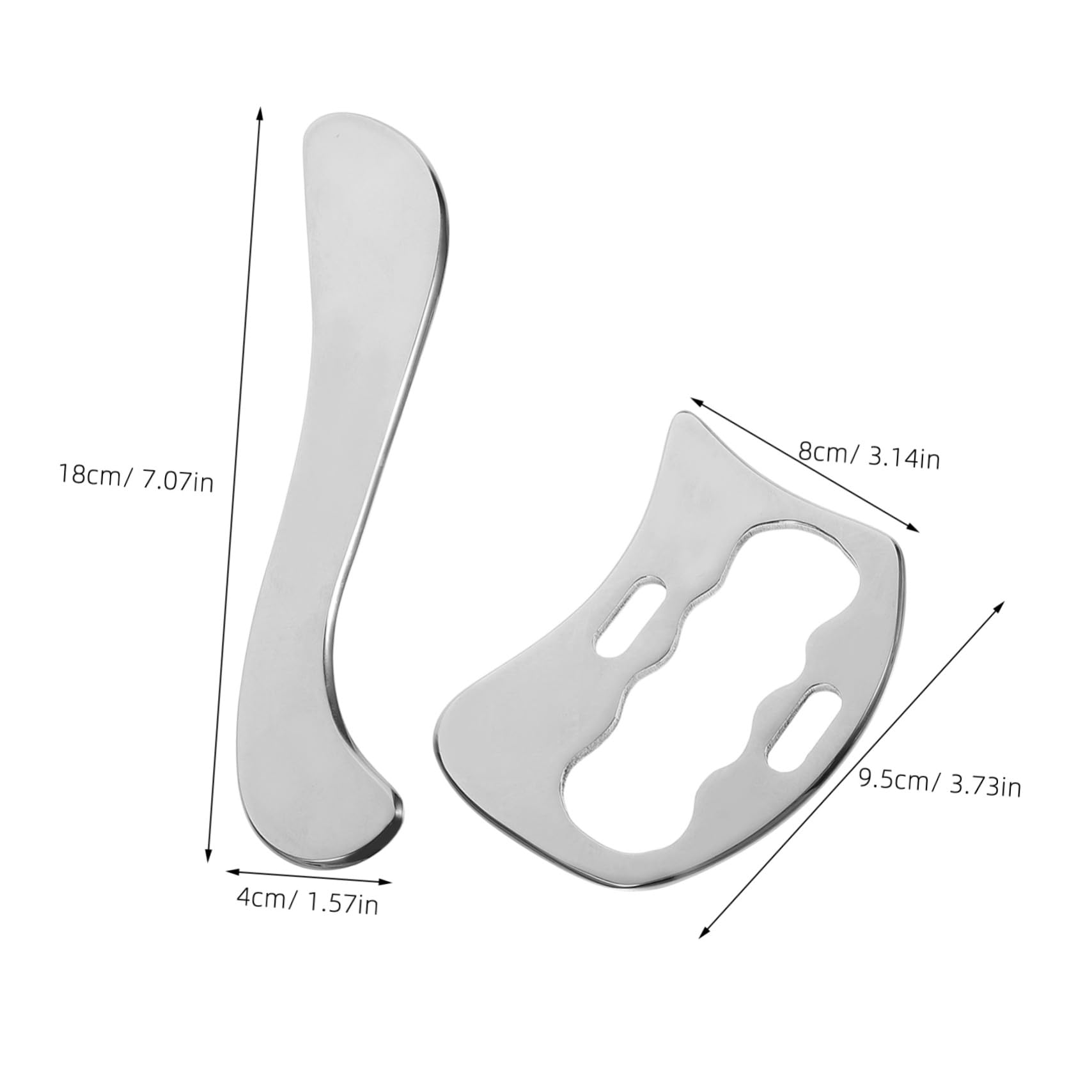 Planche de Massage en Acier Inoxydable 2 Pièces Grattoir Musculaire Outil de Massage Corporel Lisse Dos Jambes Cou Accessoire Bien-être Professionnel et Personnel