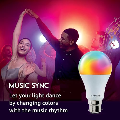 Image of Wi-Fi RGB+CCT Smart LED Bulb Powered by Jio IoT | 9 Watt | Music Sync | Last State Memory | 16 Million Colors | Warm and Cool White | Compatible with Alexa and Google Assistant (Base B22)