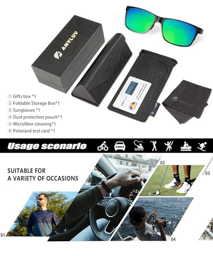 Image of ANYLUV Polarized Sunglasses for Men Rectangular Classic Al-Mg Metal Frame Sun Glasses Mens Sunglasses with UV Protection