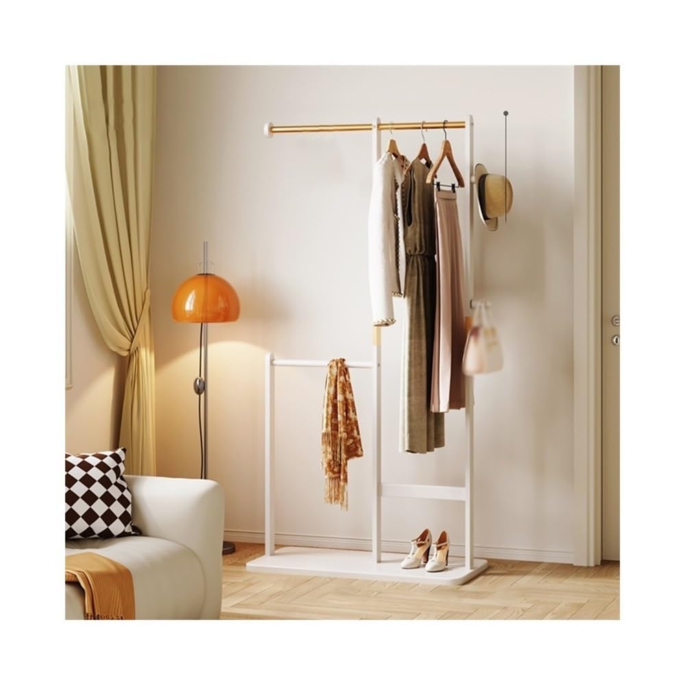 Dh2yjnbf3 Standing Solid Wood Floor Coat Rack Bedroom Wardrobe Corner Hanger Living Room Indoor Clothes Hallway(White)